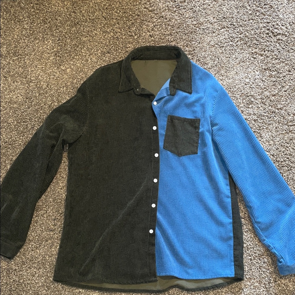 Amazon Essentials Men's Casual Button Down Shirt in green and Blue
